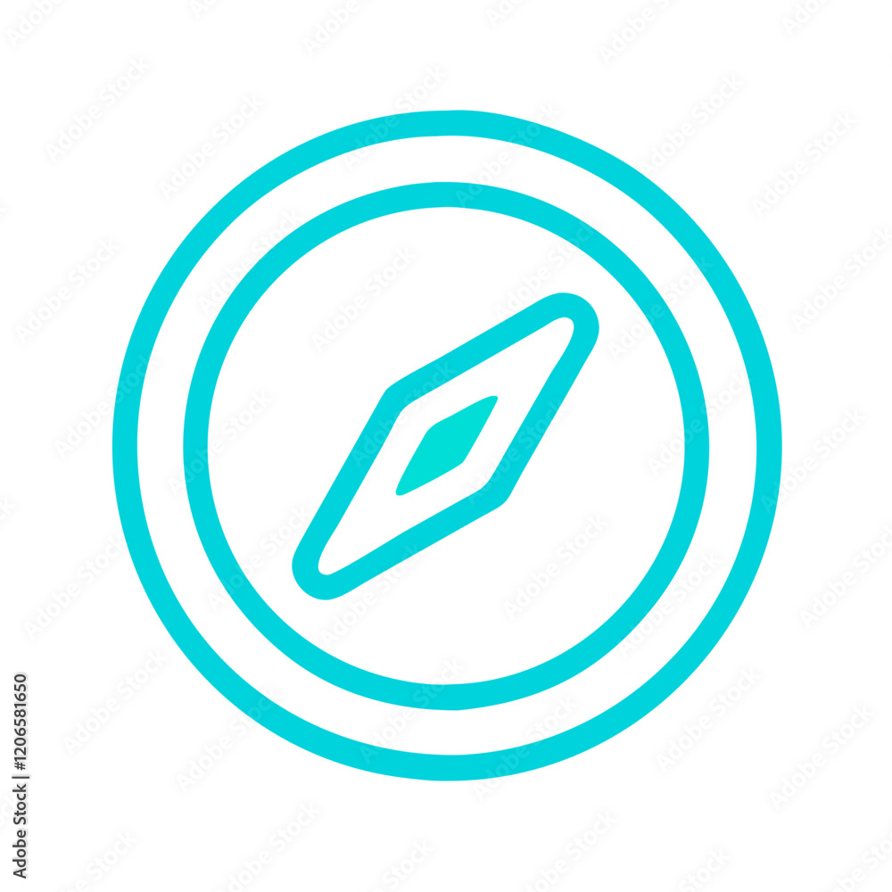Compass icon in a clean blue outline design, minimalist vector Compass icon in a clean blue outline design, minimalist vector