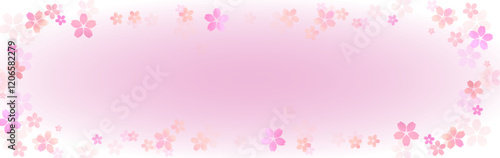 春の水彩の桜　横長フレーム　6