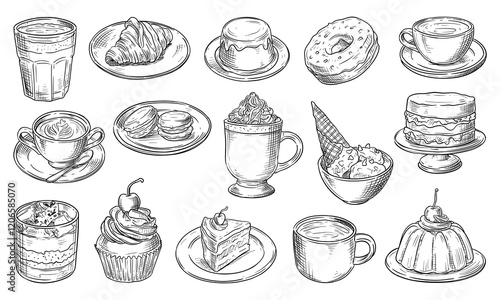 dessert and coffee handdrawn collection