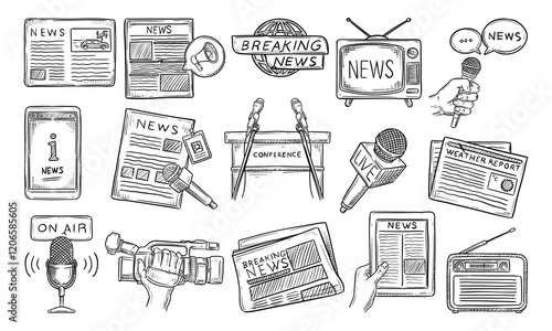 news and media handdrawn collection