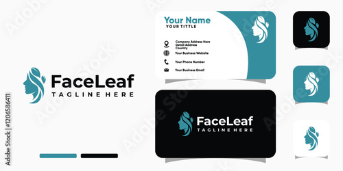 Face Leaf logo design and business card template