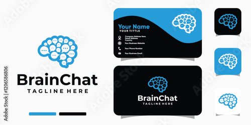 Brain Chat logo design and business card template