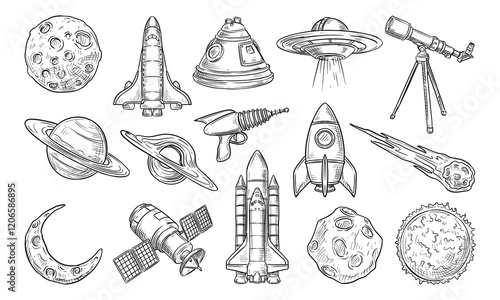 outer space handdrawn collection