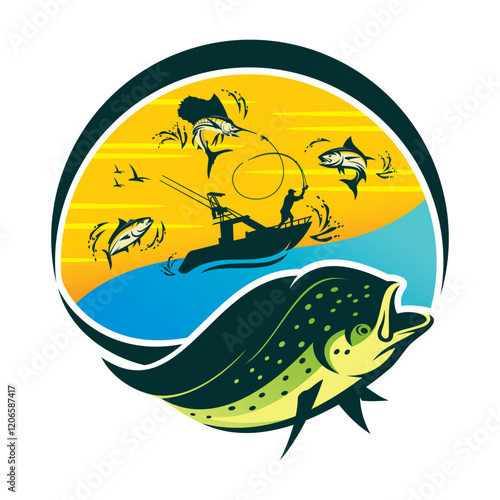 mahimahi dorado fishing illustration logo vector image t shirt