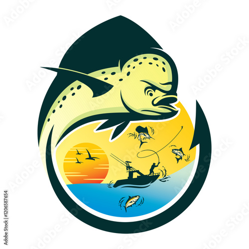 mahimahi dorado fishing illustration logo vector image t shirt