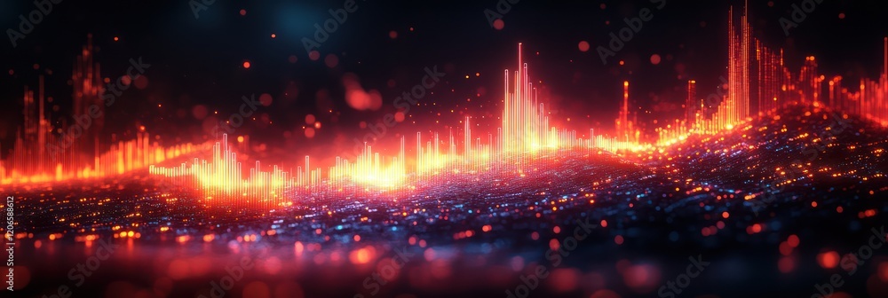 Fototapeta premium Abstract fiery landscape, digital art