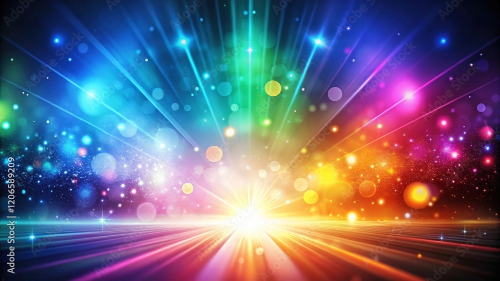 Fototapeta premium Vibrant Spectrum Burst A Glowing Radiance of Color and Light on a Dynamic Horizon