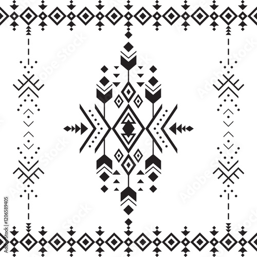 Line art modern tribal vector design , cool minimal geometric patterns inspired by old Nordic Viking rune art. Great for fabric, textile, carpet