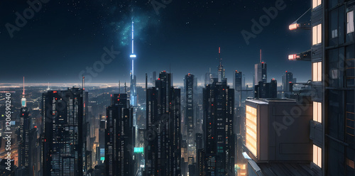 Wallpaper Mural Foto de una una ciudad en la noche Torontodigital.ca