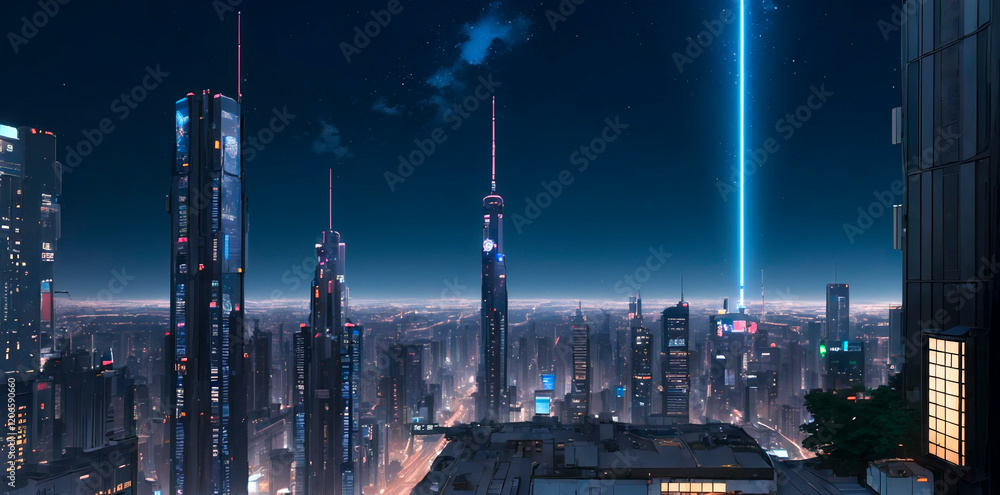 Obraz premium Foto de una una ciudad en la noche