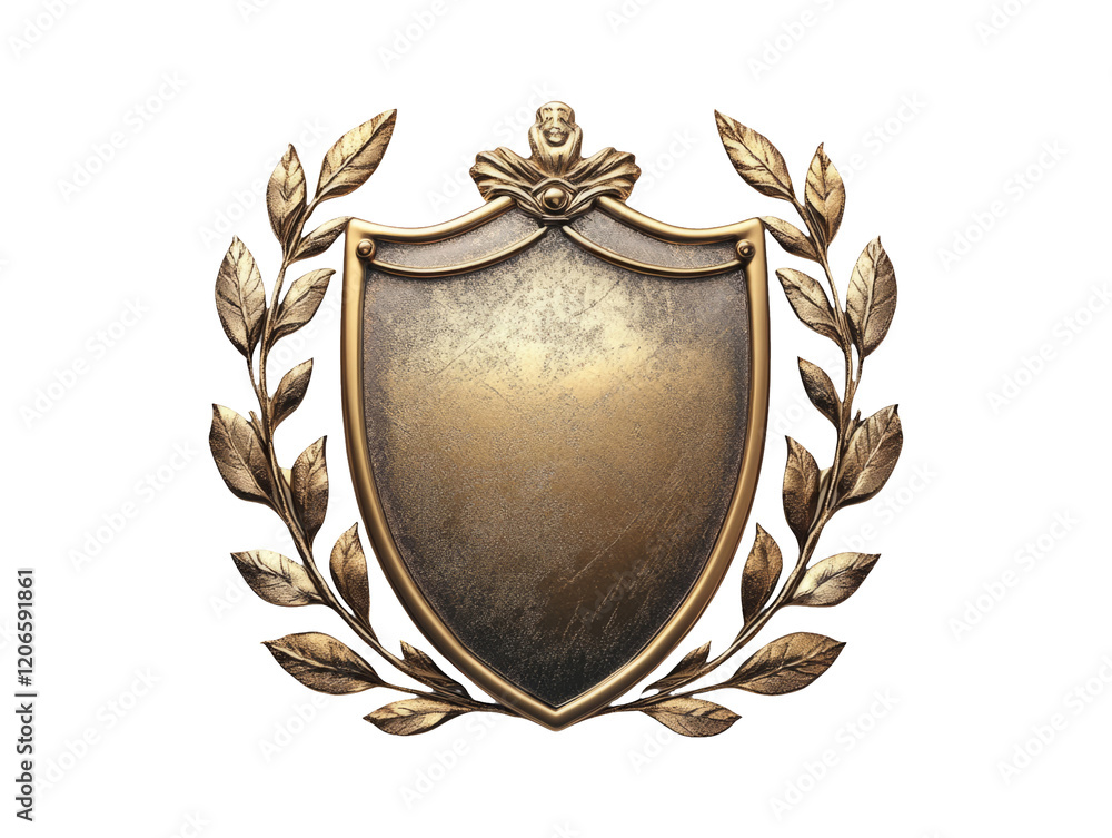 Obraz premium Unique 3D Render of a Prestigious Badge Embellished with Decorative Leaves