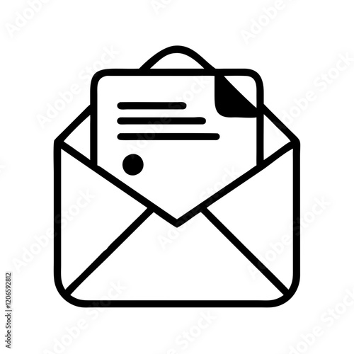 Envelope icon in outline style for messaging, simple monochrome vector