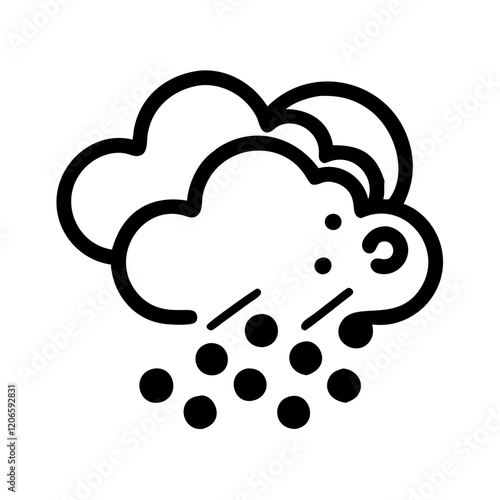 Cloud with snowflakes icon for winter weather, simple monochrome vector