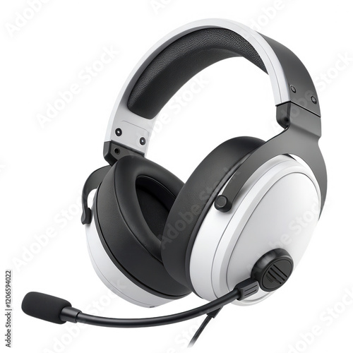 Black and White Gaming Headset with Detachable Microphone