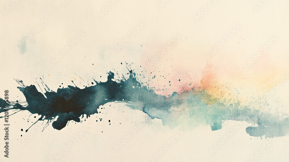 Obraz premium Minimalistic Beige Canvas Background with Soft Watercolor Waves