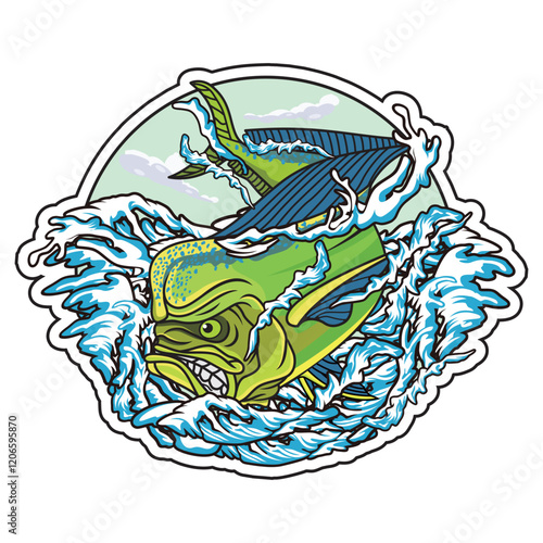 mahimahi dorado fishing illustration logo vector image t shirt
