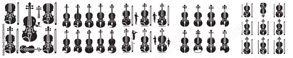 Naklejka premium vector set of violin silhouette icons
