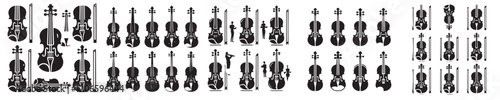 vector set of violin silhouette icons