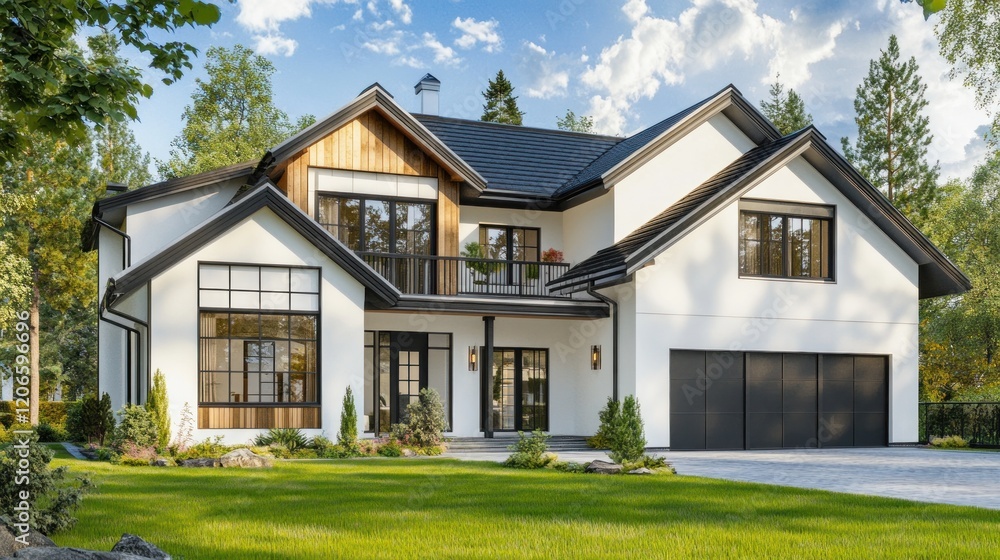 Modern House with a Large Garage Modern House with a Large Garage