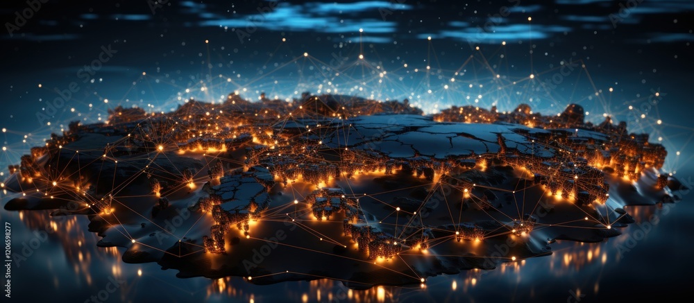 Fototapeta premium Digital Global Network, Global network connection