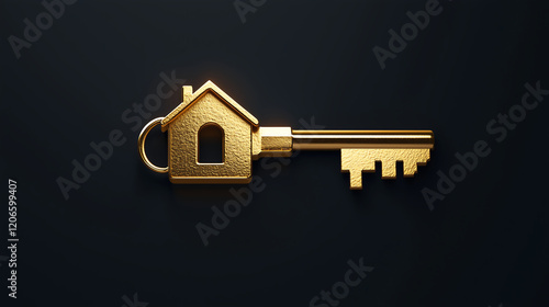 Golden House Key Luxury Real Estate Symbol, Home Ownership photo