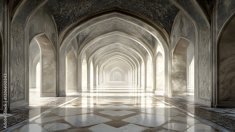 Fototapeta premium Elegant Archway Corridor With Intricate Stonework Design