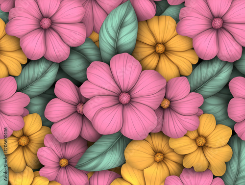 Wallpaper Mural Seamless Floral Pattern with Pastel Flowers and Leaves – Spring Design Torontodigital.ca