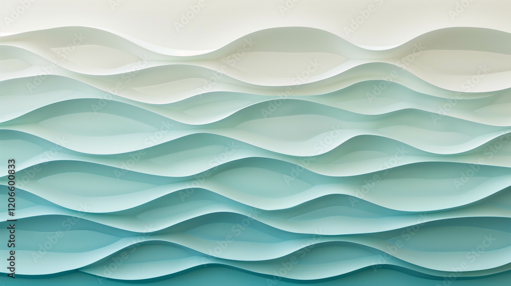 Obraz premium Abstract Layered Waves in Shades of Blue and White