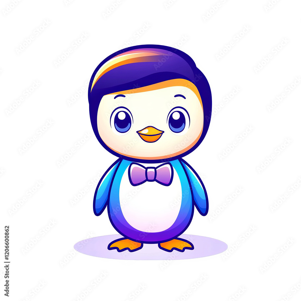 Fototapeta premium Cute penguin character digital art playful design vibrant colors cartoon style whimsical concept