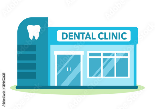 Dental clinic in flat design on white background. Dentistry dental care.