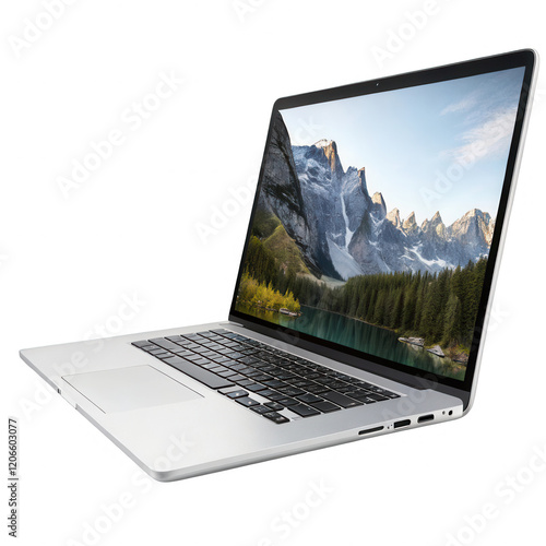 Silver Google Chromebook Pixel Showcasing Scenic Mountain Lake Display