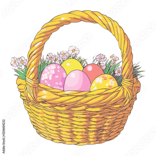 Egg in the basket eggs illustration easter vector