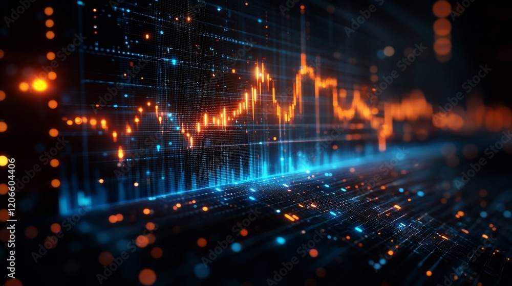 Abstract glowing stock market graph. Abstract glowing stock market graph.