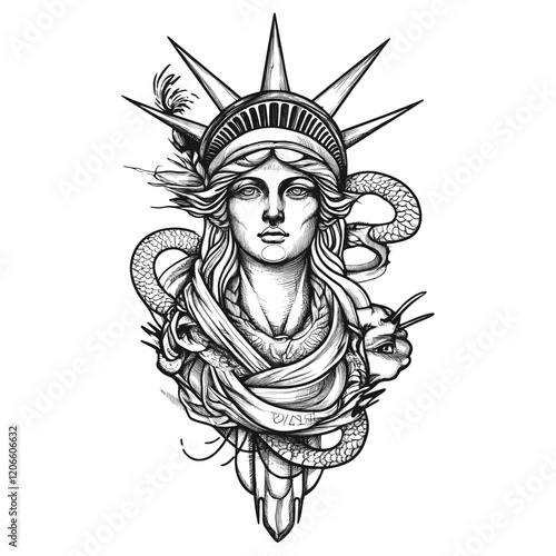 Statue of liberty illustration tattoo statue vector