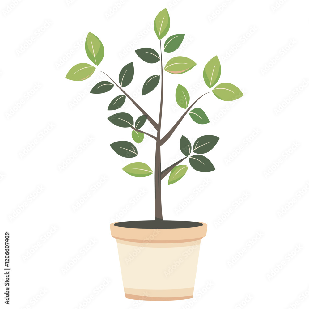 Potted plant illustration leaf botanical vector Potted plant illustration leaf botanical vector
