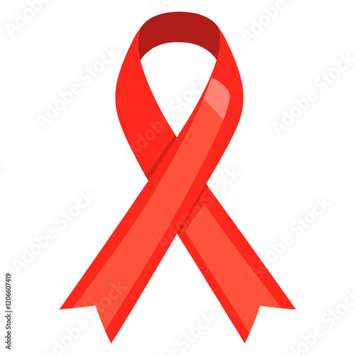 Red ribbon symbol ampersand awareness vector