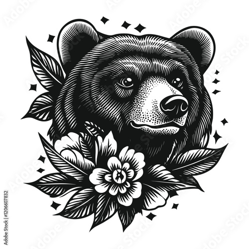 Bear tattoo art illustration animal vector