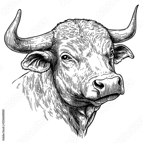 vectorBull skull hand drawn art wildlife drawing