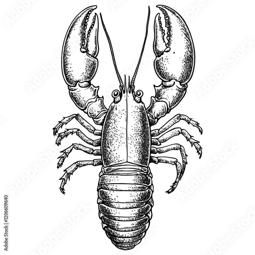 vectorLobster hand drawn seafood black white