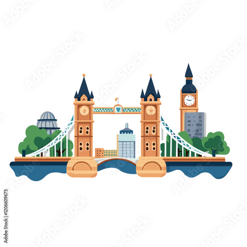 London attraction architecture illustration bridge vector