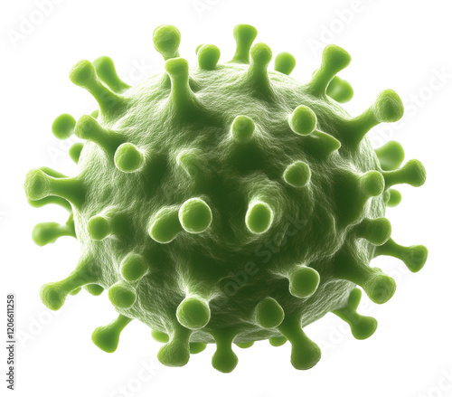 Green microscopic view of virus particle, infection science concept photo