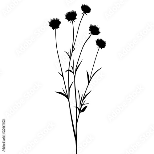 Wild flower Pearly Everlasting illustration silhouette minimalist vector