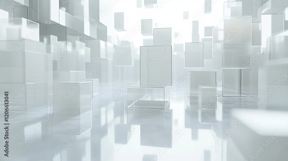 Fototapeta premium Abstract Geometric Shapes on Clean White Surface with Faint Design