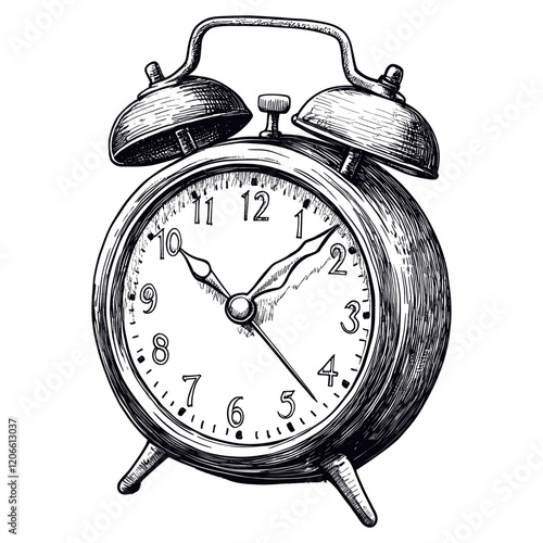 Alarm clock black white art vector