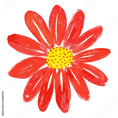 Red flower illustration vibrant drawing vector
