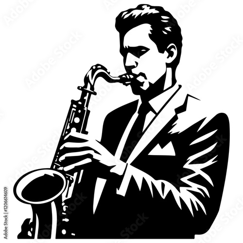 Man Play Saxophone Illustration.