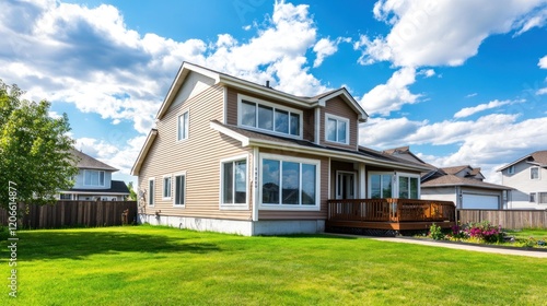 Two-Story House with Wooden Deck
