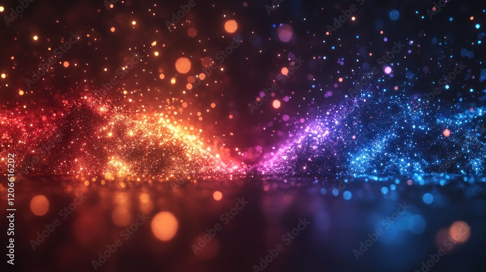 Fototapeta premium Vibrant abstract background with colorful sparkling lights and bokeh effect, creating a dynamic atmosphere