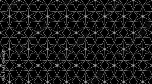Star shape luxury pattern design with 3d circle centre of each shape | Seamless pattern design with Gray stroke | Pattern background for web, banner, corporate, fabric, texture, cultural program
