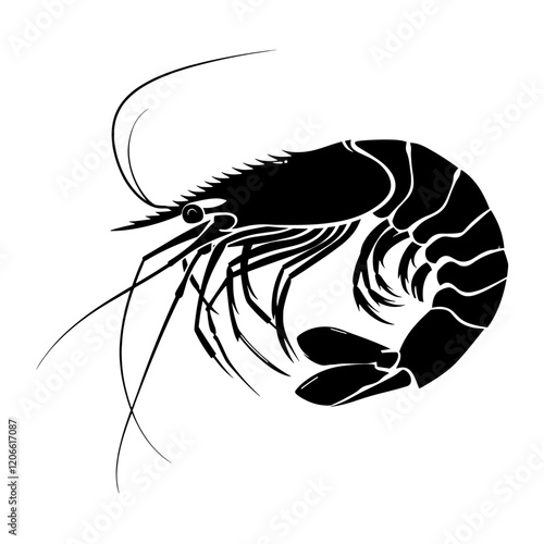 Prawn illustration silhouette graphic vector